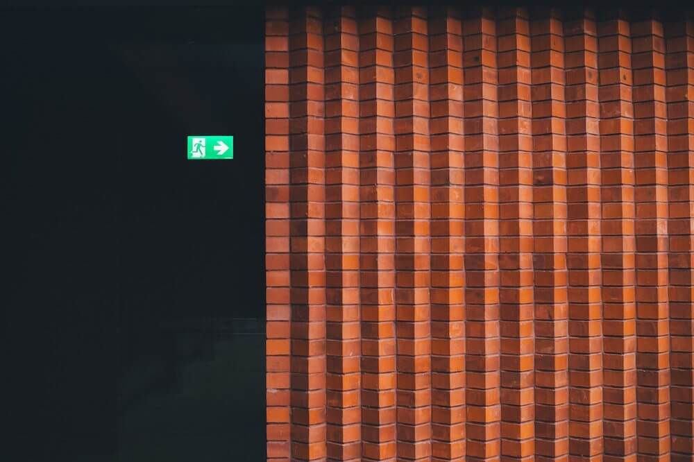 A brick wall created using a unique stacking approach 